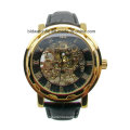 3ATM Waterproof Stainless Steel Automatic Mechanical Watch Leather Strap